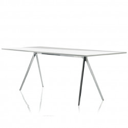 Baguette, grande table à manger design, Magis verre transparent pieds blancs160x85 cm