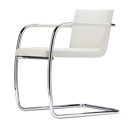 S60 Chaise en cuir, Thonet blanc, structure chrome