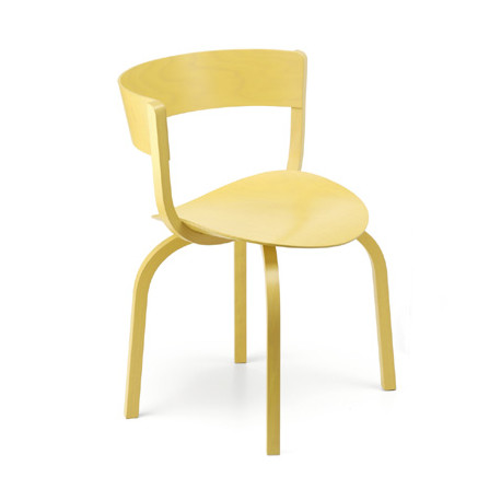 404F Chaise en bois avec dossier large, Thonet teinté jaune
