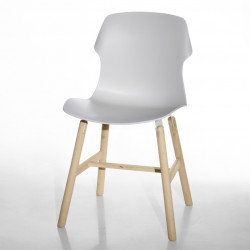 Chaise design Stereo Wood, Casamania bois naturel, blanc