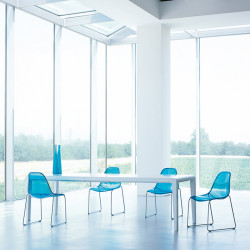 Day dream 401 chaise, Pedrali bleu transparent, pieds chrome