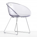 Gliss 921, fauteuil design, Pedrali transparent, pieds chrome