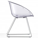 Gliss 921, fauteuil design, Pedrali transparent, pieds chrome