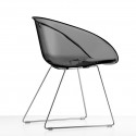 Gliss 921, fauteuil design, Pedrali fumé transparent, pieds chrome
