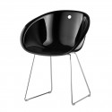 Gliss 921, fauteuil design, Pedrali noir, pieds chrome