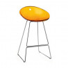 Tabourets Gliss 902, Pedrali orange transparent, pieds chrome, hauteur d\'assise 65 cm