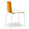 Lot de 4 chaises Tweet 890, Pedrali orange, blanc Pieds vernis