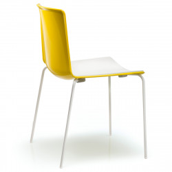 Lot de 4 chaises Tweet 890, Pedrali jaune, blanc Pieds vernis