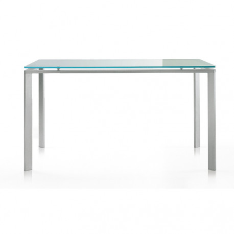 Logico, table rectangulaire, Pedrali, plateau en verre dépoli 140x80cm