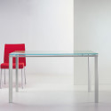 Logico, table rectangulaire, Pedrali, plateau en verre dépoli 80x90cm
