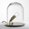 Lampe à poser Glow in a Dome, Ebb & Flow, transparent, base métal laiton, Diamètre 15,5 cm