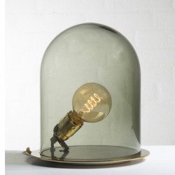 Lampe à poser Glow in a Dome, Ebb & Flow, vert olive, base métal argenté, Diamètre 15,5 cm