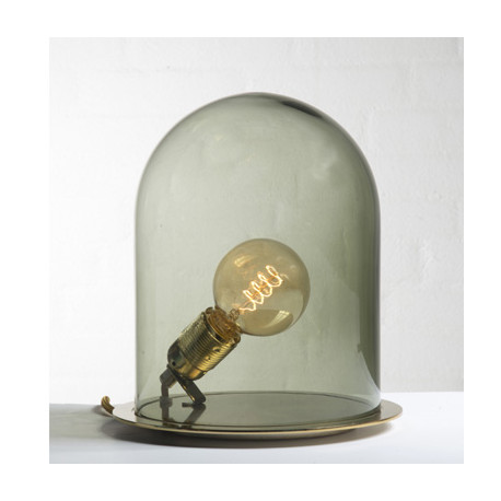 Lampe à poser Glow in a Dome, Ebb & Flow vert olive base laiton, Diamètre 20 cm
