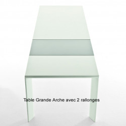 Table Grande Arche avec 2 rallonges, Fast blanc Longueur 160/260 cm
