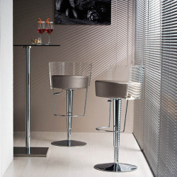 Tabouret design Bongo dossier transparent, Midj, hauteur d'assise réglable, assise similicuir gris clair