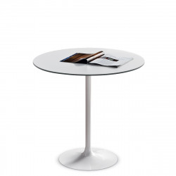 Table ronde Infinity, Midj plateau blanc, pied blanc Diamètre 100 cm