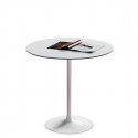 Table ronde Infinity, Midj plateau blanc, pied blanc Diamètre 120 cm