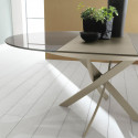 Table Elica à rallonge gris tourterelle brillant 175x125 cm
