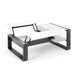 Kama Table modulable duo Aluminium Givré, Ego Paris Blanc givré-Acier