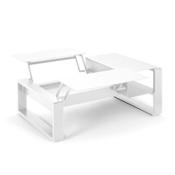 Kama Table modulable duo Aluminium Givré, Ego Paris Blanc givré-Blanc