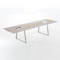 Table Extensible Extrados Large Céramique Gris et Teck 242x332x110 cm