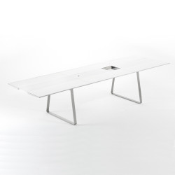 Table Extensible Extrados Large Céramique Blanc et Corian blanc 242x332x110 cm