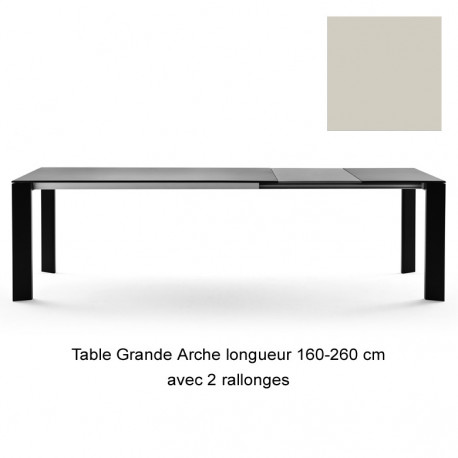 Table Grande Arche avec 2 rallonges, Fast gris poudré, Longueur 160/260 cm