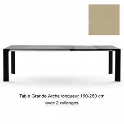 Table Grande Arche avec 2 rallonges, Fast or perlé Longueur 160/260 cm
