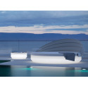 Lit de piscine design Ulm Daybed avec parasol, Vondom, coussin Silvertex  gris argent, 180x40cm