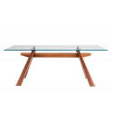Table Zeus LG, Midj plateau verre , pieds bois 200cm x106 cm
