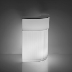 Bar Cordiale Corner lumineux, module d\'angle, coloris blanc, Slide Design, L70 x P70 x H110 cm