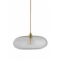 Luminaire verre soufflé Horizon Transparent, diamètre 45 cm, Ebb & Flow, douille et câble dorés