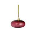 Petite suspension verre soufflé Horizon Rouge Rubis, diamètre 21 cm, Ebb & Flow, douille et câble dorés
