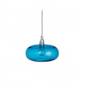 Petite suspension verre soufflé Horizon Bleu Piscine, diamètre 21 cm, Ebb & Flow, douille et câble argentés