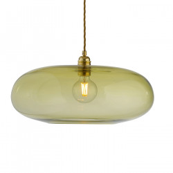 Luminaire verre soufflé Horizon Vert olive, diamètre 45 cm, Ebb & Flow, douille et câble dorés