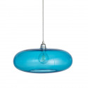 Luminaire verre soufflé Horizon Bleu Piscine, diamètre 45 cm, Ebb & Flow, douille et câble argentés