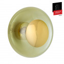 Plafonnier verre soufflé Horizon Vert olive, diamètre 36 cm, Ebb & Flow, centre métal doré