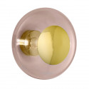 Plafonnier verre soufflé Horizon Corail, diamètre 36 cm, Ebb & Flow, centre métal doré