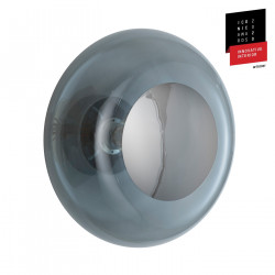 Plafonnier verre soufflé Horizon Gris fumé, diamètre 36 cm, Ebb & Flow, centre métal argenté