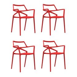Lot de 4 chaises Delta, Vondom rouge
