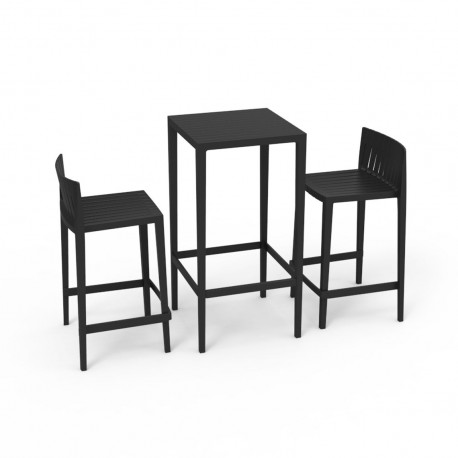 Set Spritz table et 2 tabourets, hauteur d'assise 66cm, Vondom noir