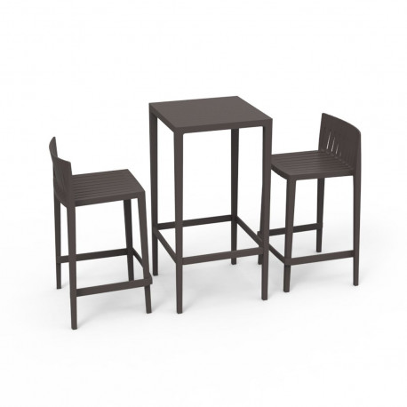 Set Spritz table et 2 tabourets, hauteur d'assise 66cm, Vondom bronze