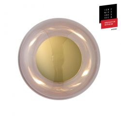 Applique et plafonnier bulle de verre soufflé Horizon Obsidienne, diamètre 21 cm, Ebb & Flow, centre métal doré