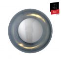 Applique et plafonnier bulle de verre soufflé Horizon Gris fumé, diamètre 21 cm, Ebb & Flow, centre métal argenté