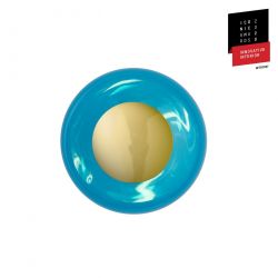 Applique et plafonnier bulle de verre soufflé Horizon Bleu Océan déchainé, diamètre 21 cm, Ebb & Flow, centre métal doré