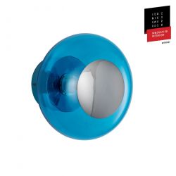 Applique et plafonnier bulle de verre soufflé Horizon Bleu Piscine diamètre 21 cm, Ebb & Flow, centre métal argenté