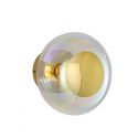 Applique et plafonnier bulle de verre soufflé Horizon Nacré Caméléon, diamètre 21 cm, Ebb & Flow, centre métal doré