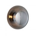 Applique plafonnier verre soufflé Horizon Gris fumé, diamètre 29 cm, Ebb & Flow, centre métal argenté
