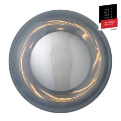 Applique plafonnier verre soufflé Horizon Gris fumé, diamètre 29 cm, Ebb & Flow, centre métal argenté