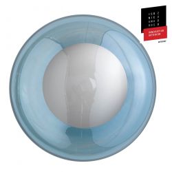 Applique plafonnier verre soufflé Horizon Bleu Topaze, diamètre 29 cm, Ebb & Flow, centre métal argenté